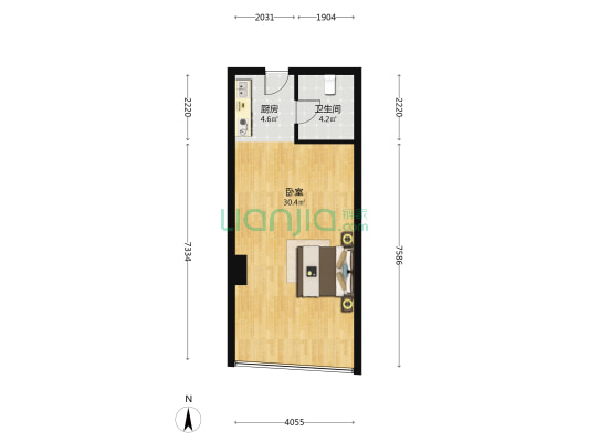 廊和坊国际金融城 1室0厅1卫 60平方