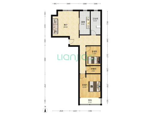 长乐路447号 2室1厅1卫 85平方