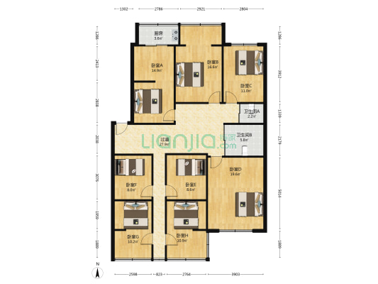 金友花园 8室0厅2卫 179平方