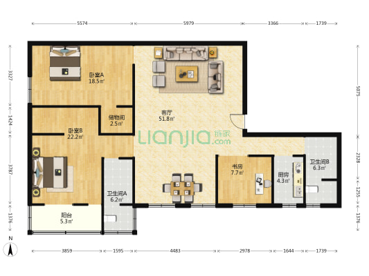 裕兴大厦(办公楼) 3室1厅2卫 171平方