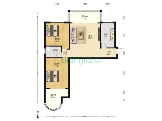 连城别苑景园 2室1厅1卫 112平方