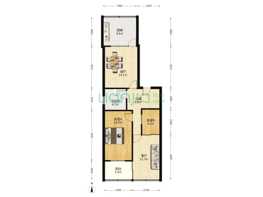 济南市人大常委会办公厅基建办宿舍 2室2厅1卫 89平方