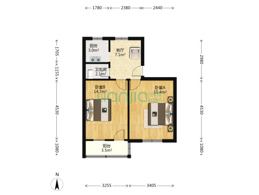 西园路散盘 2室1厅1卫 62平方