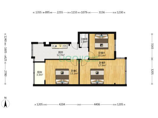 万担仓路3号 3室0厅1卫 67平方