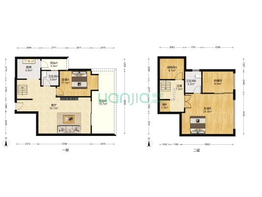 盛南领地 2室1厅2卫 133平方