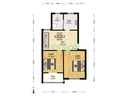 东莺新村 2室1厅1卫 69平方