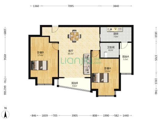 住嘉新苑 2室1厅1卫 101平方