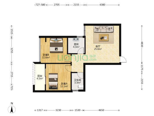 沿山佳园 2室1厅1卫 75平方