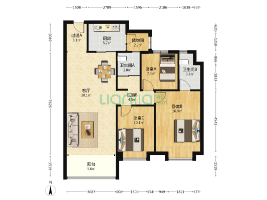 碧桂园天悦湾 3室1厅2卫 123平方