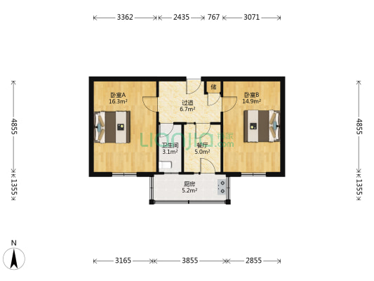 五矿宿舍 2室1厅1卫 64平方