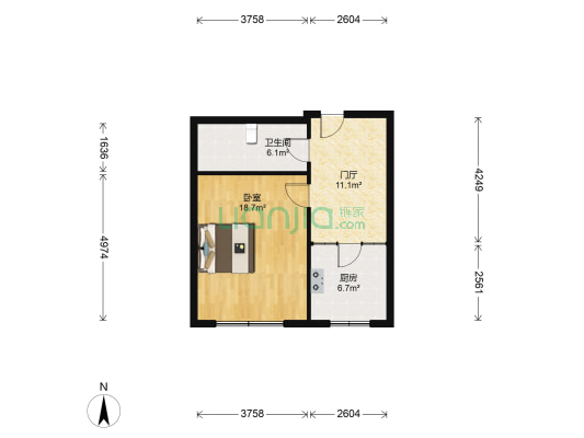 成套小区 1室0厅1卫 58平方