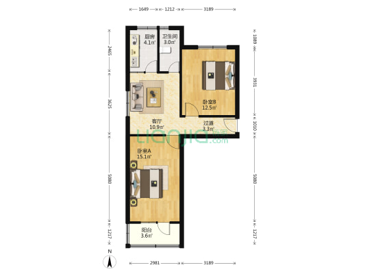 东兴铝业兰州生活小区西区 2室1厅1卫 64平方