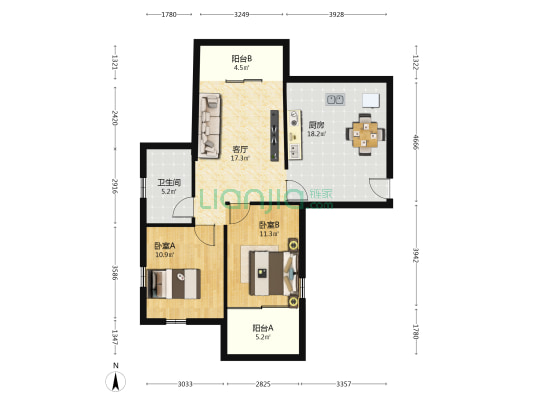瑞都水郡 2室1厅1卫 87平方