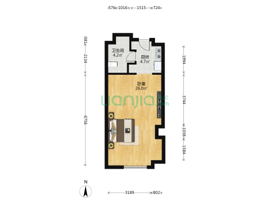 禹洲商业广场 1室0厅1卫 56平方
