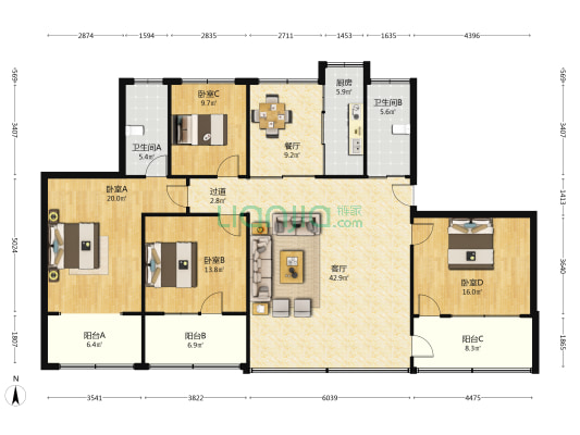 南钢北五路 4室2厅2卫 161平方