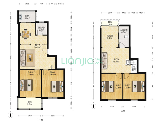 嘉兴苑 4室2厅2卫 113平方
