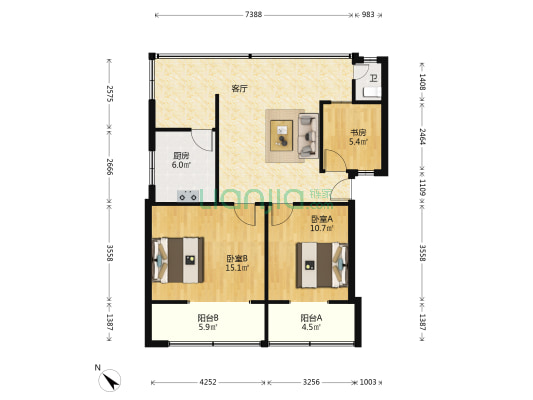绵远街二段18号 3室1厅1卫 87平方