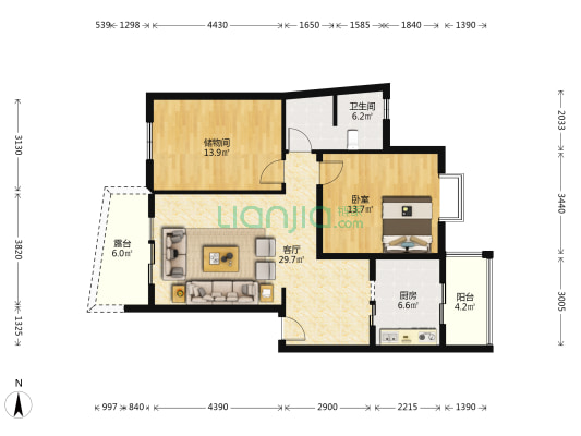 丽水青城 1室1厅1卫 90平方