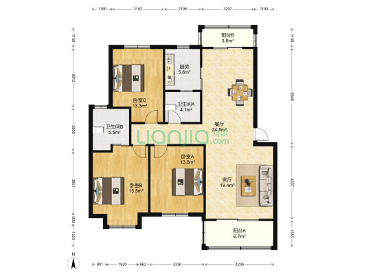 婺城区乾西福民新村 3室2厅2卫 119平方
