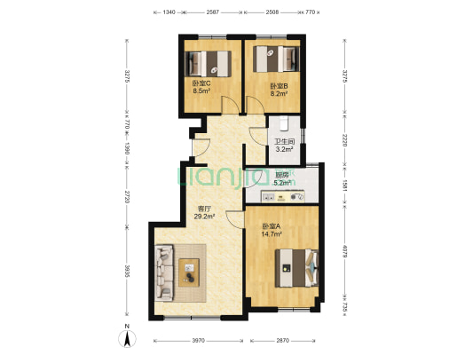 保利堂悦 3室1厅1卫 99平方