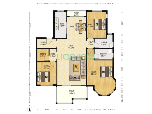 颐和星苑C区 3室1厅2卫 167平方