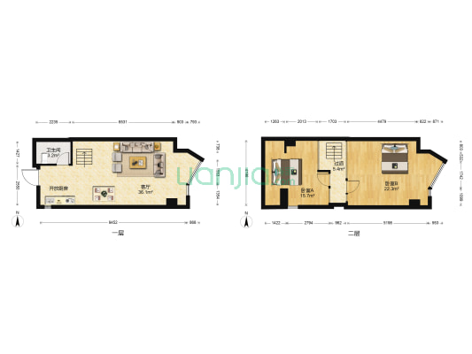 三迪创富广场南站一品 2室1厅1卫 56平方