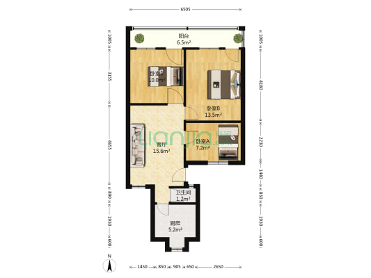 瑞源小区 3室1厅1卫 76平方