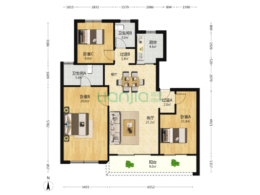 润府名园 3室1厅2卫 117平方