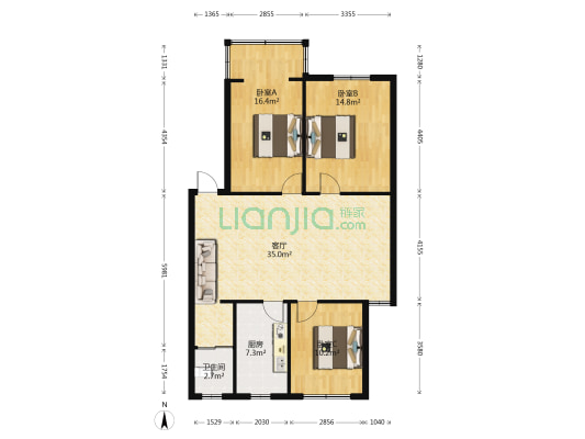 天宝商城 3室1厅1卫 100平方