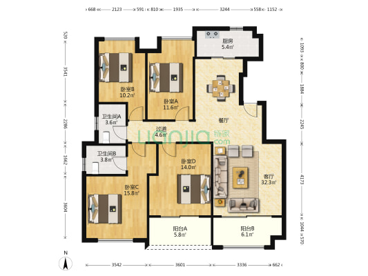 花样年·花好园 4室1厅2卫 132平方