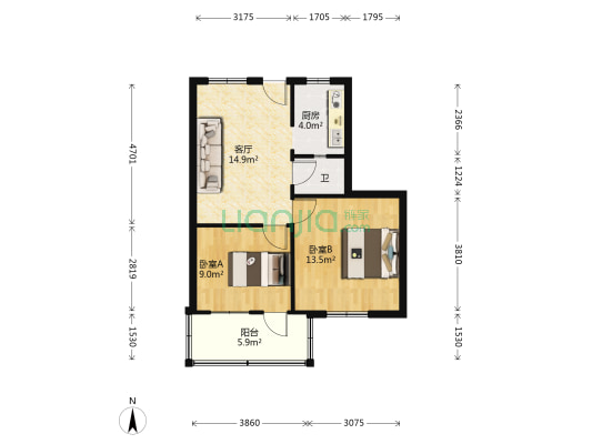 星辉中路10号 2室1厅1卫 57平方
