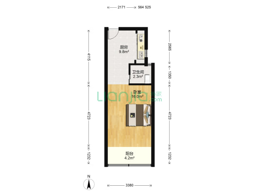 虹日小区 1室0厅1卫 38平方