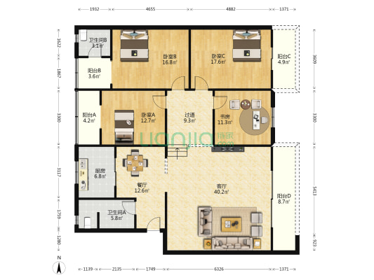 百安八巷2号 4室2厅2卫 175平方