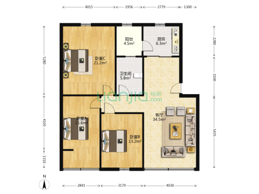 北街小学宿舍 3室1厅1卫 120平方