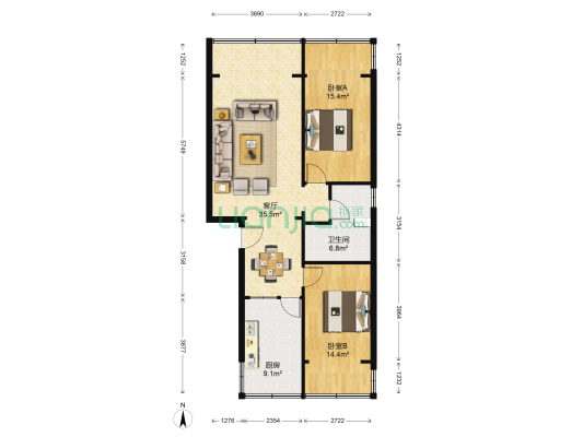 温馨家园(七里河区) 2室1厅1卫 105平方