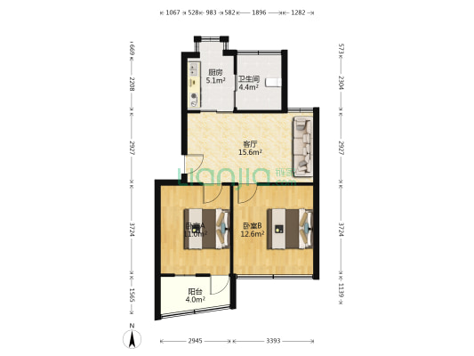 铁路新村 2室1厅1卫 62平方