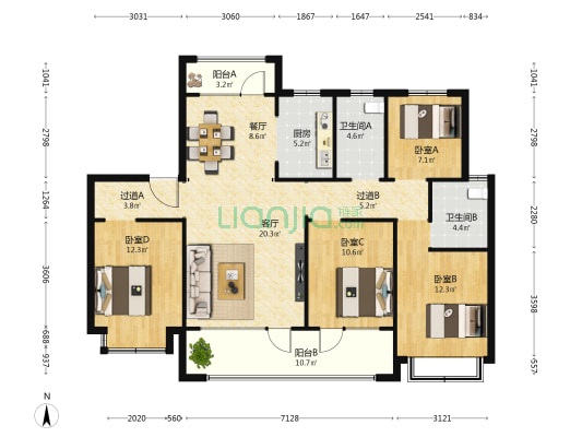 中南漫悦湾 4室2厅2卫 133平方
