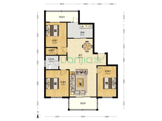 航天小区 3室1厅1卫 143平方