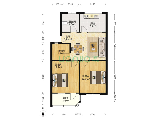 秋月社区桂花西路 2室1厅1卫 81平方
