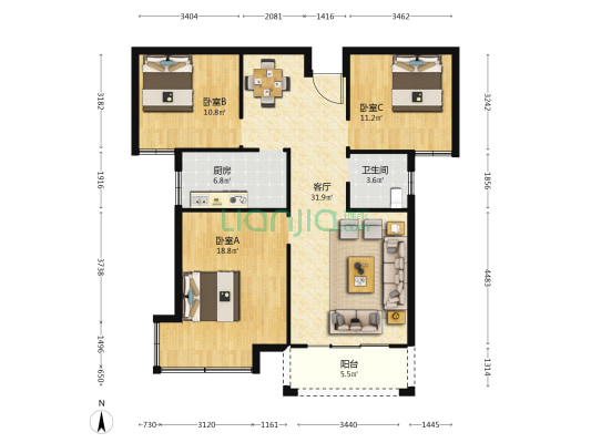 融安滨江府 3室1厅1卫 112平方