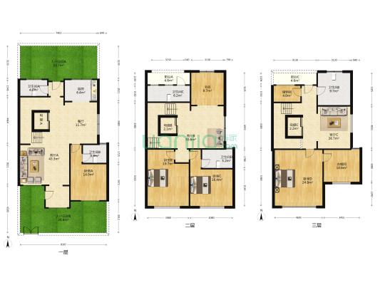 城山隐花苑 5室4厅5卫 289平方