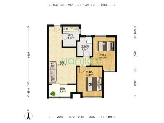 万科北宸之光三期拱宸 2室1厅1卫 68平方