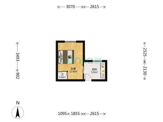 登选坊1号 1室0厅1卫 27平方