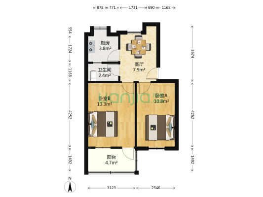 南钢二村 2室1厅1卫 52平方