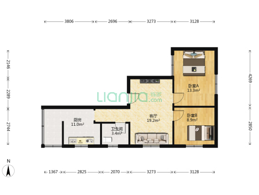 东风路经协家属院 2室1厅1卫 78平方