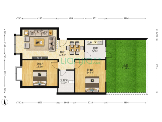 泰康尚境 2室1厅1卫 87平方