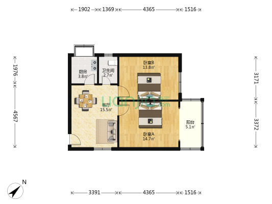 西交路129号 2室1厅1卫 68平方