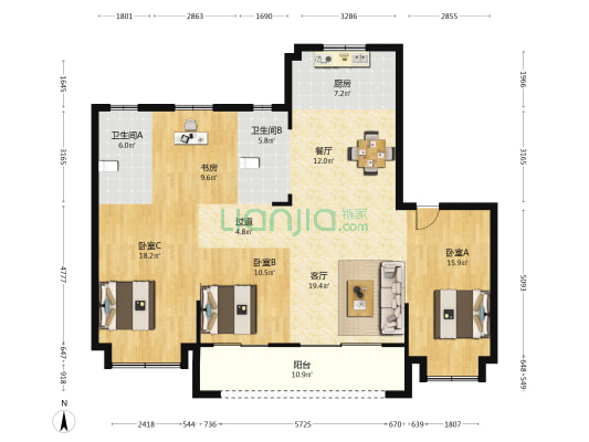 锦山府四期 4室2厅2卫 142平方