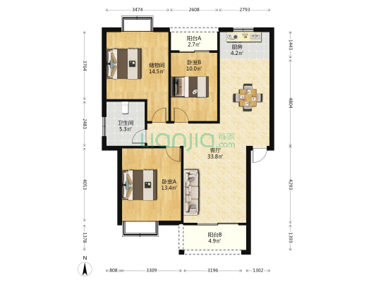 凤山名园 2室1厅1卫 103平方