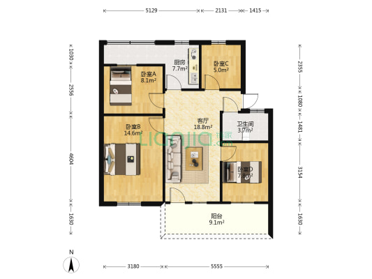 水利局家属院(解放大道) 4室1厅1卫 85平方